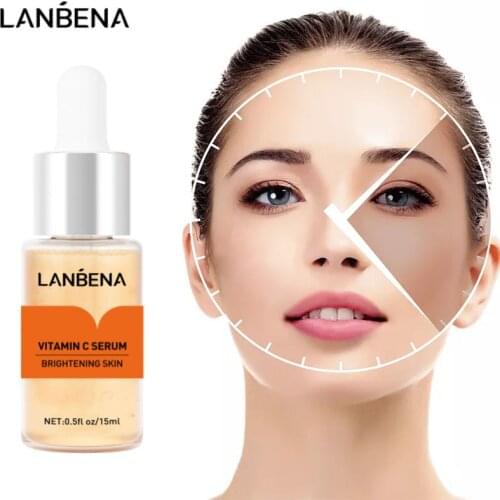 LANBENA Vitamin C Whitening Face Serum Remove Dark Spots Brighten Freckle Nourish Moisturize Facial Care Anti-Aging Essence 15ml