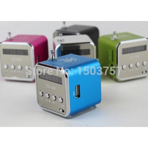 TD-V26 2pcs Mini MP3 Player TF Card USB Disk Micro SD Card FM Radio Line In / Out Sound Box Digital Portable Speaker
