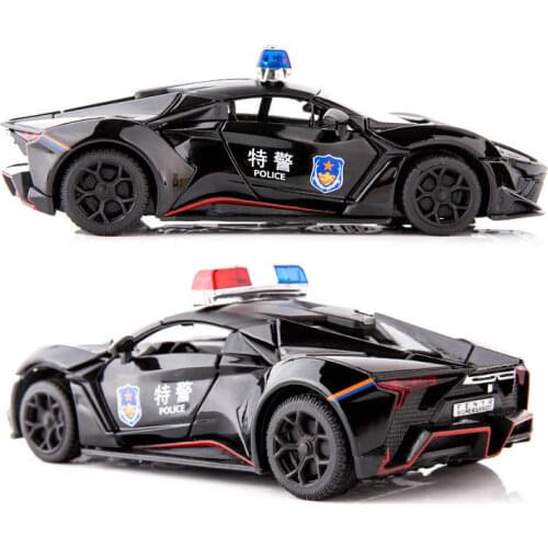 1:32 Alloy Diecast Lykan Hypersport Police Car Toy Boxed with Lights Sounding Function Vehicles Model