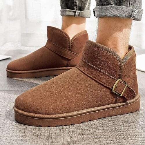 Men Boots Zapatos De Hombre Pu Leather Winter Plush WarmVintage Style Ankle Boots Men Snow Footwear Fashion Casual Shoes 35-45