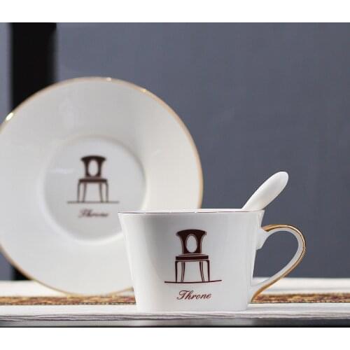 Nordic Style Bone China Coffee Cup Saucer Spoon Set 220ml British Cafe Porcelain Tea Cup Advanced Ceramic Teacup