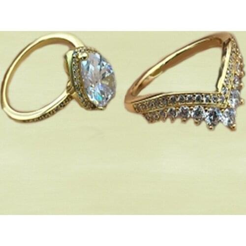 2021 Classic New S925 Silver Gold Zircon Heart-shaped Ring, High-quality Glamorous Jewelry For Romantic Gifts For Women