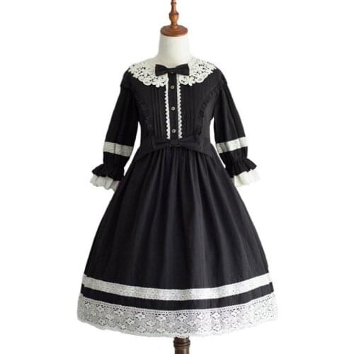 Lovely LOLITA Dresses for Female Half Sleeves Girl Cute One-piece Dress PInk Black Blue Party Fancy Ball Cosplay Costumes