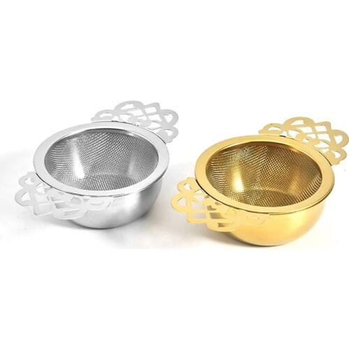 Tea Strainer With Drip Bowl Stainless Steel Tea Maker Double Wing Handle Teapot Strainer Antirust Nontoxic And Durable