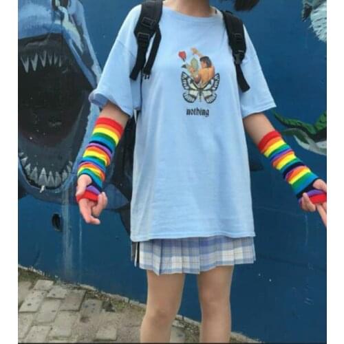 Sunfiz YF Fashion Beauty Print Butterfly Beauty with Thorn Rose T-shirt Fashion Summer New Loose Top