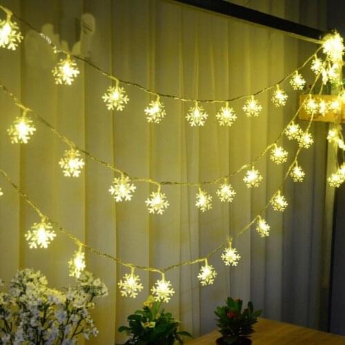 LED Lantern Snowflakes Lights String Wedding Holiday Atmosphere Decoration Flashing Lights Christmas Tree Pendant String Lights