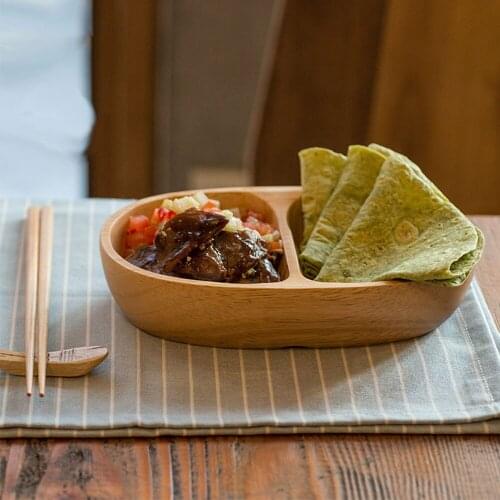 Japanese Style Handmade Wooden Divided Plate Home Kitchen Food Plate Fruit Nuts Dry Fruit Tray Pastry Tray Decoration Tableware