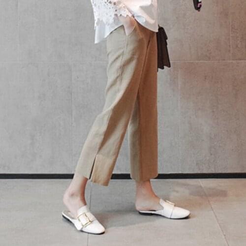 Plus Size Cotton Linen Trousers Women Summer 2021 Loose Wide Leg High Waist Pants Lady Office Casual Female Calf Length Pant