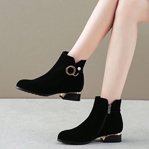 Women Fashion Zipper platform Ankle Boots Student Casual Scrub Single Boots with thick scrub shoes new