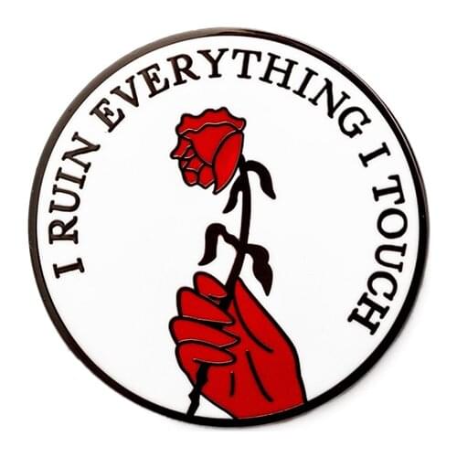 Dead rose and hand hard enamel lapel pin