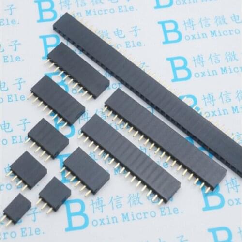 10PCS/Lot 2.54mm Single Row Female Pin header Straight 2P/3P/4P/5P/6P/7P/8P/9P/10P/12P/14P/15P/16P/20P/40P