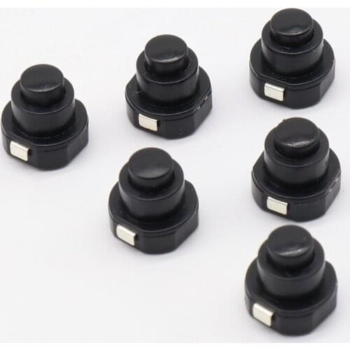 10PCS a lot Flashlight Torch Part Round Push Button Switch Black DC 30V 1A 10mm x 10mm (D*H)