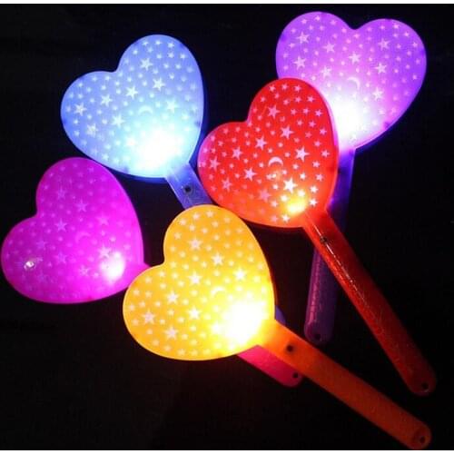 12 Pcs LED Heart Shaped Stars Glow Magic Princess Stick Holiday Party Decoration Halloween Christmas Gift Props Child Adult Toys