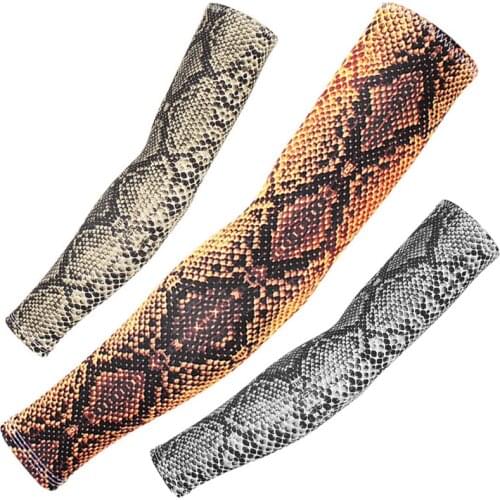 Breathable Python pattern Sunscreen Cycling Arm Warmers Ice Silk Fabric Quick Dry Cycling Arm Sleeves Sports Elbow Pad Arm Cover