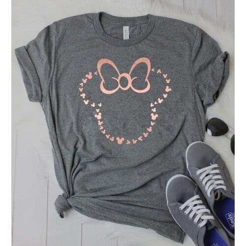 2020 Rose Gold Minnie T-shirt Cute Mouse Minnie Graphic Tee Girls Tumblr Shirt Family Matching Shirts Cute Holiday Tees