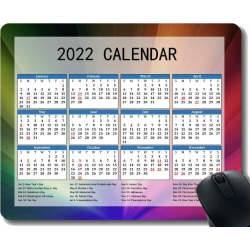 2022 Mouse pad Calendar,Light Green Solid Color Gaming Mouse Pad