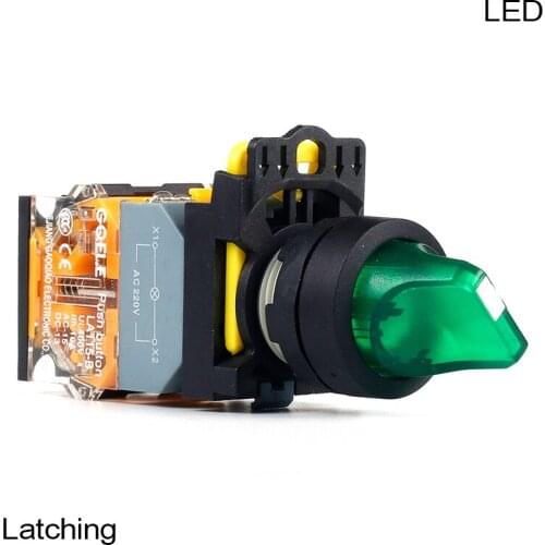 5 PCS Push button switch Selector switch Short handle 3-Position LED Latching Waterproof IP65 LA115-B1-11XD-R31