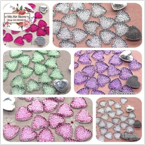100pcs shiny heart Acrylic Flat back Cabochon Art Supply Decoration Charm Craft DIY charm 13mm