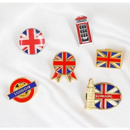 British flag Brooch personalized creative building accessories oil dripping cartoon Big Ben telephone booth badge accessories