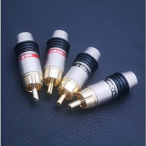 Ahsy HiFi audio cable RCA Gold plated cable power amplifier lotus plug RCA welding AV connector 6mm/8-mm-loch-anschluss
