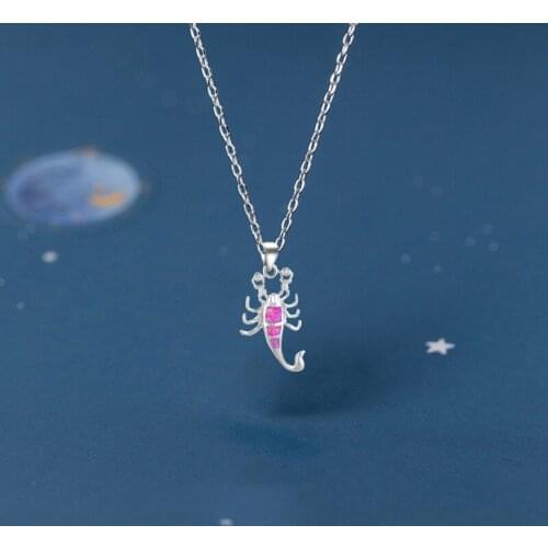 Ayowei Scorpio Design Unique Necklace Pendants for Women Pink Fire Opal silver plated Prom Fashion Jewelry OPS693A