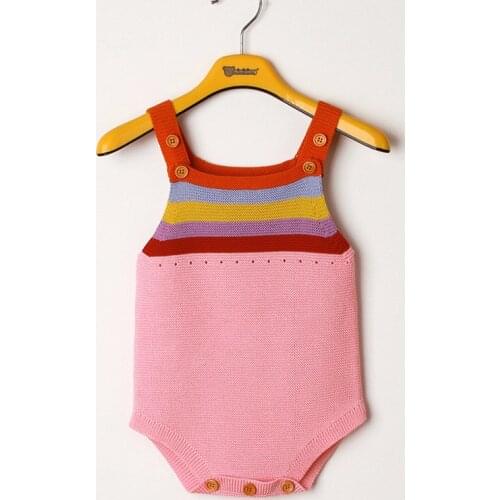 Newborn Baby Bodysuit New Born Knitted Baby Clothes Rainbow Cotton Infant Toddler Boys Girls Bodysuit Infant Jumpsuit Overalls