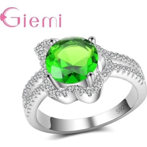 Big Round Sparkly Cubic Zirconia High Grade Rings for Wedding Bridal Classic 925 Sterling Silver Women Jewelry Wholesale