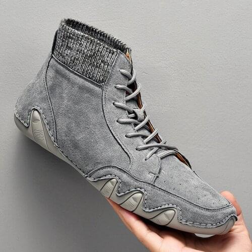 Large Martin boots mens low top breathable work clothes British style high top mens shoes autumn leather mid top boots