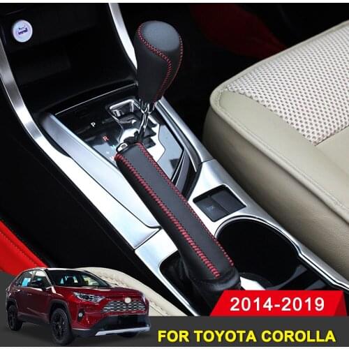 Genuine Leather Hand-stitched Gear Shift Collars Handbrake Cover Case for Toyota Corolla RAV4 2014-2019 Interior Accessories