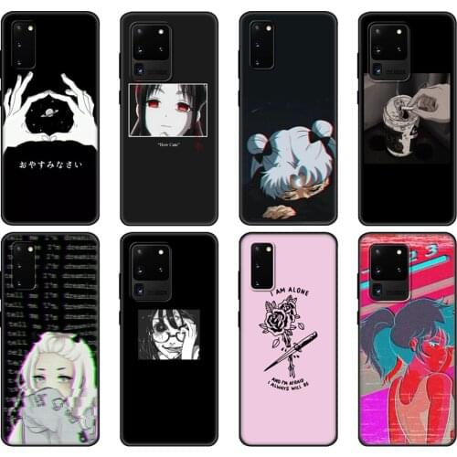 Black tpu Case For Samsung galaxy S20 /S20 PLUS/S20 ultra/S20+ /S20FE back cover Sad Anime Vaporwave Aesthetic