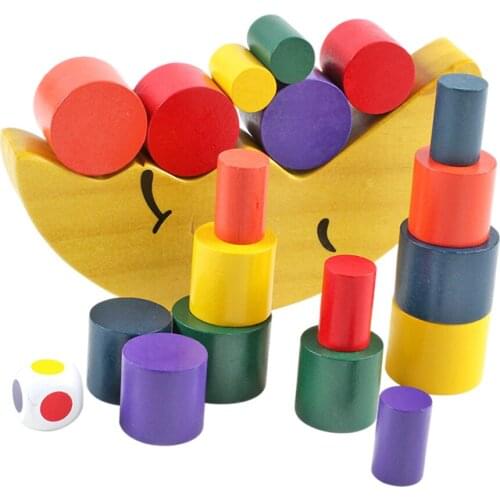 Wooden Balance Stacker Game Shape Sorting Building Block Preschool Early Learning Educational Montessori Toy Teaching Aids Gift