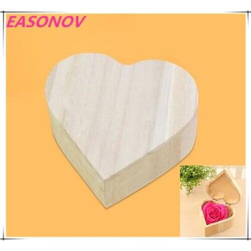 EASONOV new Wooden Jewelry Boxes Lovely Wooden Heart-shaped Jewelry Storage Box Packaging Carrying Case Craft Decoration
