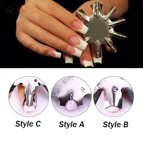 11 Sizes French Manicure Nail Art Tool Edge Trimmer French Smile Line Deep V Cut Tool