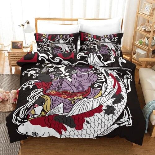 KTLRR Cat Duvet Cover Sets,Colorful Cat and Fish Design Bedding Sets for Kids Adults,Home Bedroom Decorative Microfiber Bed Set