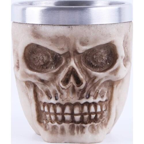 Skull Cup Creepy Realistic Skull Mug Whiskey Wine Vodka Shot Cups Creative Halloween Mugs Home Decoration