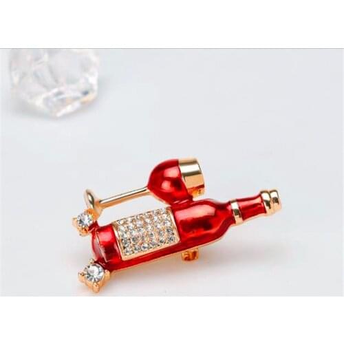 2020 hot-selling European and American fashion personality alloy drop oil wine bottle creative brooch Fashion jewelry
