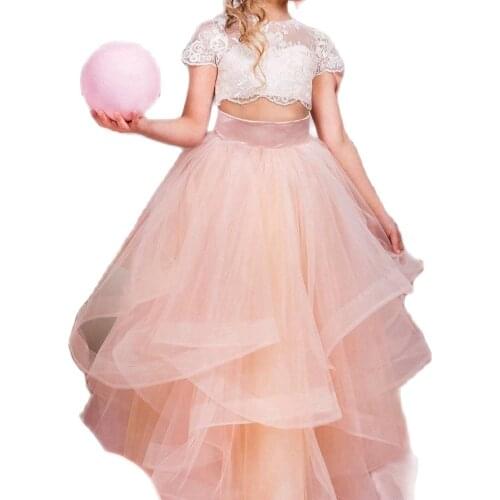 Lovely Pink Two Piece Girls Pageant Dress Birthday Party with Lace Jacket for Age 6 7 8 9 10