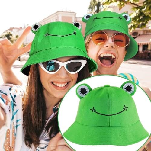 Cute Cartoon Frog Hat for Women Men Girls Bucket Hat Fishing Cap Froggy Caps Outdoor Sun Hats Fisherman Caps Frog Bucket Hats