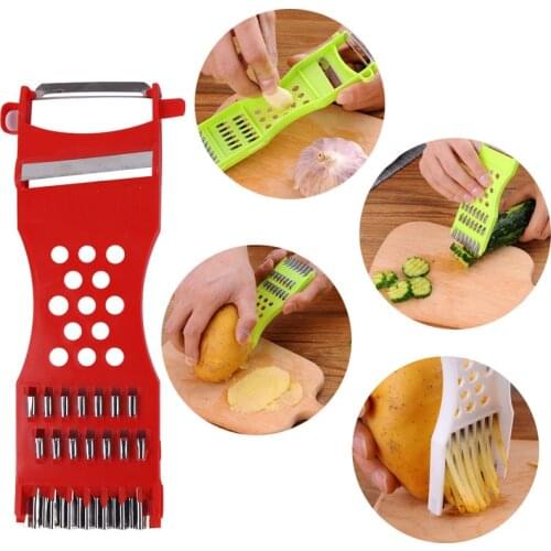 Multifunctional Plastic Peeler Fruit and Vegetable Grater Stainless Steel Blade Salad Making Tools French Fries Potato Chip Tool