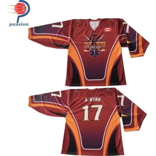 MOQ 5pcs 100% Polyester Sublimated Printing Custom Ice Hockey Jersey Sublimation For Sale