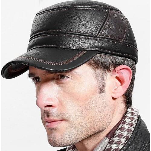 Fibonacci Winter Caps PU Leather Baseball Cap Men Snapback Hat Casquette Gorras Para Hombre Mens Trucker Cap Flatcap Hats