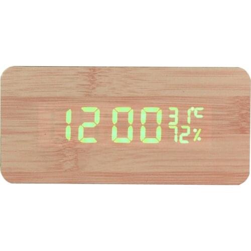 Desktop Wood Living Room Electronic Multifunction LED Display Desk Alarm Clock Student Electronic Clock Kids Bedroom Alarm Clock