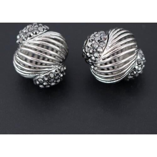 Nigerian Spacer Beads Hollow Drum Ball Paved Rhinestone Connectors Findings DIY for Chile African Women Men Wedding Jewelry Set