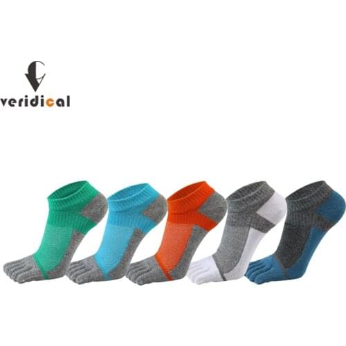VERIDICAL Pure Cotton Five Finger Socks Mens Sports Breathable Comfortable Shaping Anti Friction Mens Socks With Toes EU 38-44