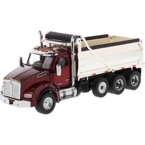 Diecast Masters 1/50 Scale Kenworth T880 SBFA Dump Truck in Radiant Red with Chrome Plated Dump Bed 71059