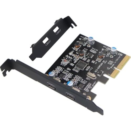 PCI-E PCI Express 4X to USB 3.1 Gen2 10Gbps 2-Port Type C Expansion Card Adapter For Desktop Computer Windows 7/8/8.1/10/Linux