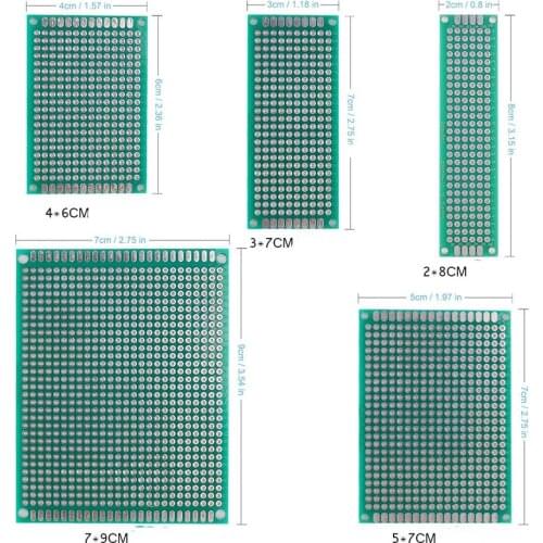 20pcs PCB Prototype Board Circuit Protoboard Universal Stripboard Prototyping Veroboard 2X8 3X7 4X6 5X7 20Pcs Each Mixed Double