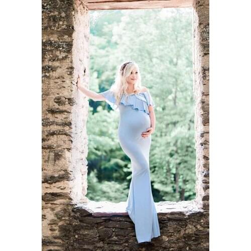 Maternity dress Photography Props Pregnancy Dress Cotton ruffled collar sexy Photo Shooting Off Shoulder Women Maternity dresses