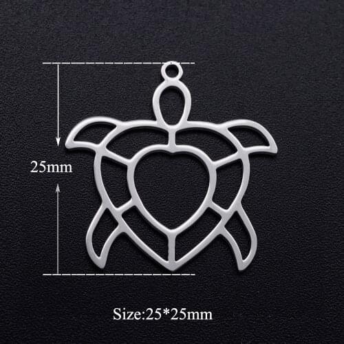 5pcs/lot 100% Stainless Steel Sea Turtle diy Charms Wholesale Necklace Pendants Finding Charm Suppliers Charm for Necklace