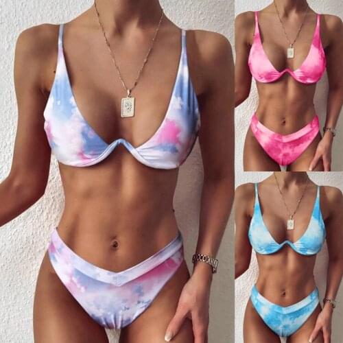 Drop Shipping Sexy Push Up Unpadded Brazilian Bikini Set Women 4 Colors Bandage Bikini Set Swimsuit Triangle Swimwear Bathing
